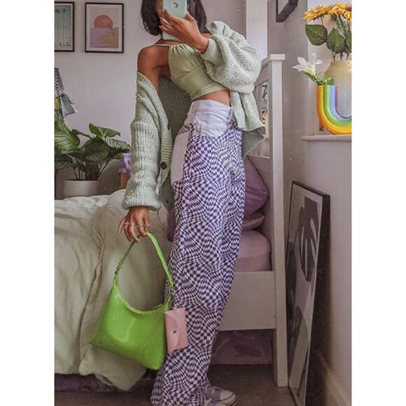 Lisa Says Gah Denim - Lisa Says Gah Robyn Jeans Purple Checkerboard Optical Print Size 29